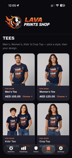 Fan gear shop screen